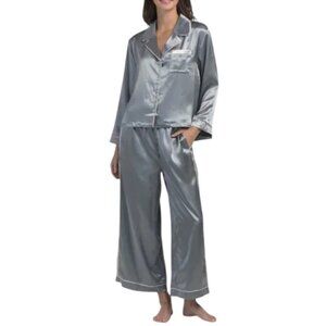 MER-SEA Silver 2pc Satin Sailor Pajama Set